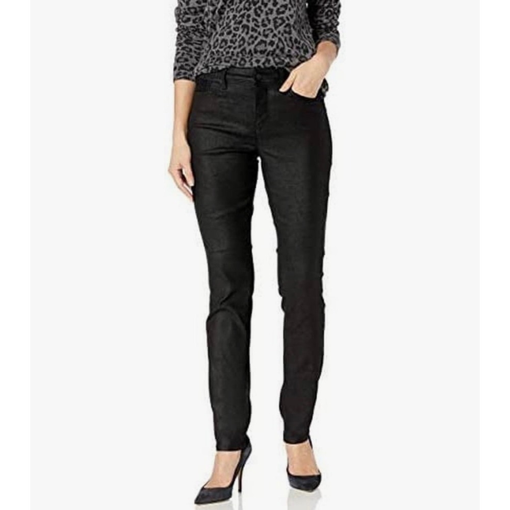 NYDJ Alina Skinny Jeans Black Shimmer Lift Tuck Technology 4 Chic Sleek Party